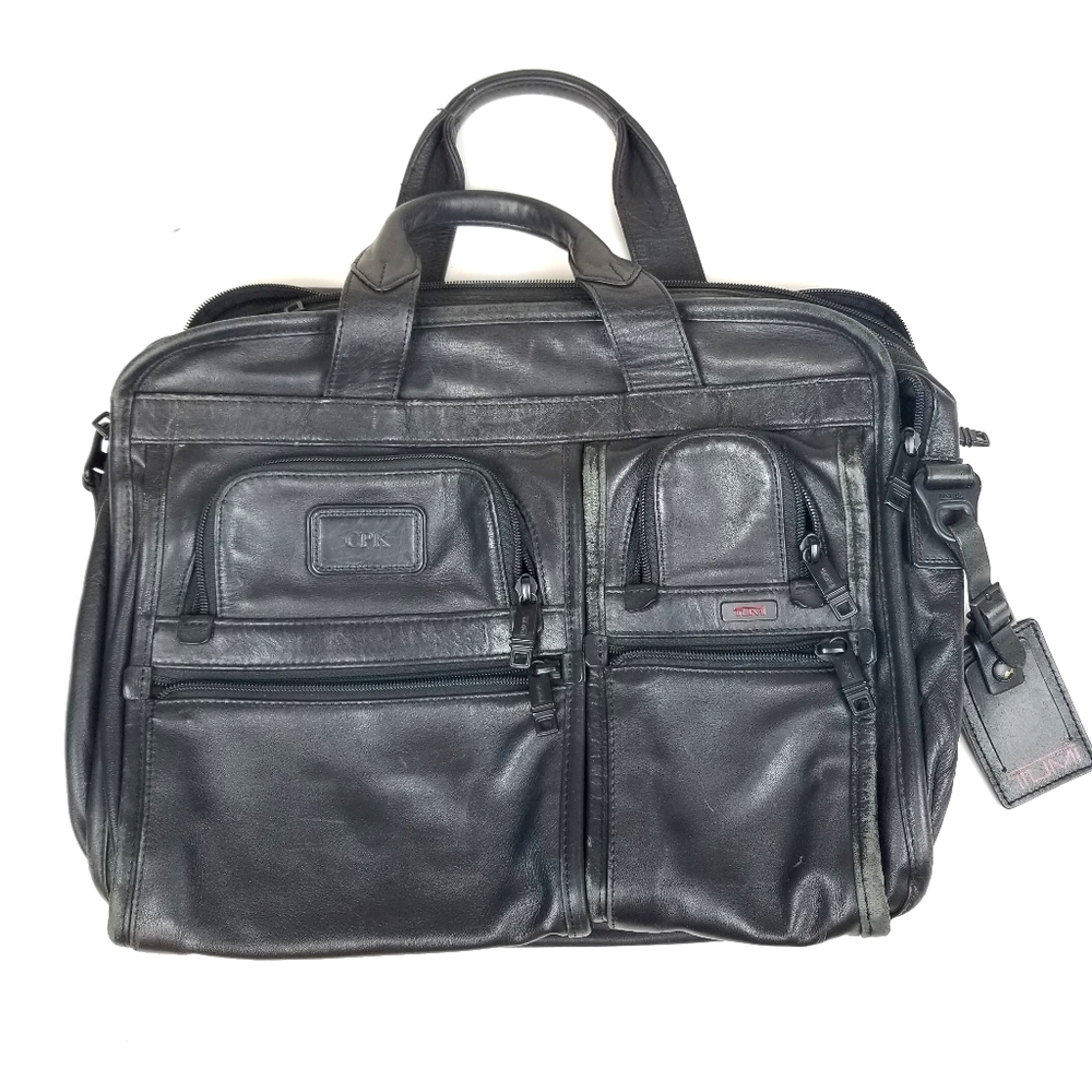 TUMI Alpha Leather Expandable Briefcase/Messenger